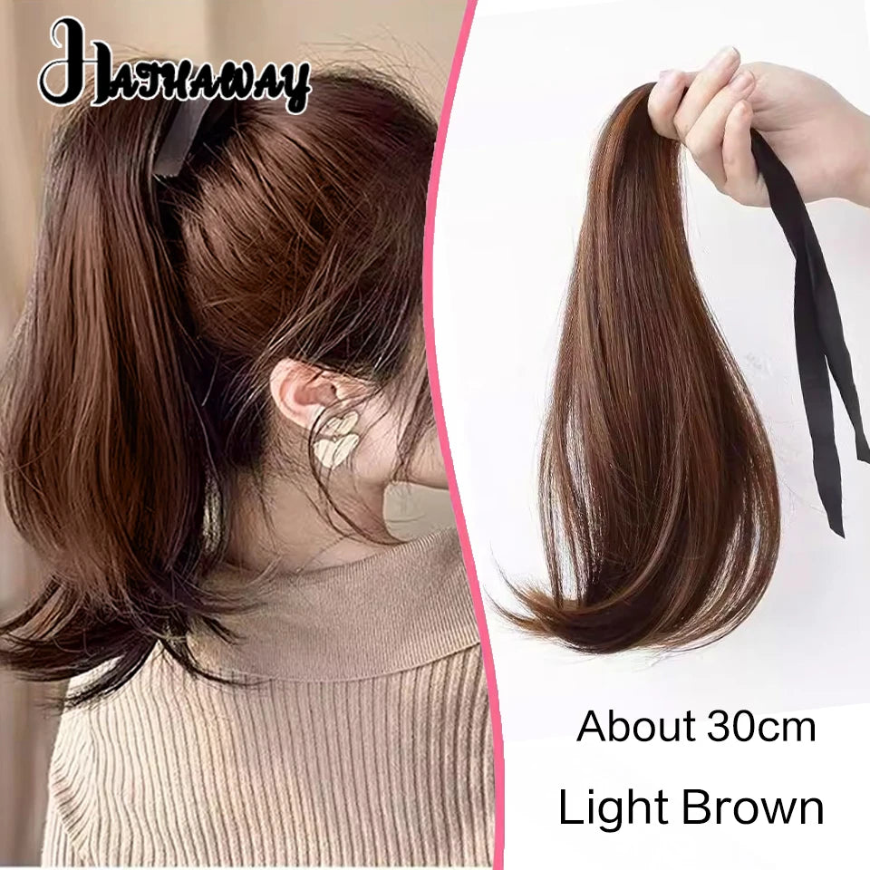 14 Inch Wavy Long Curly Hair Strap-type Pear Flower Curly Wig Ponytail Female Synthetic Fluffy Natural Shopping Commuting Wear