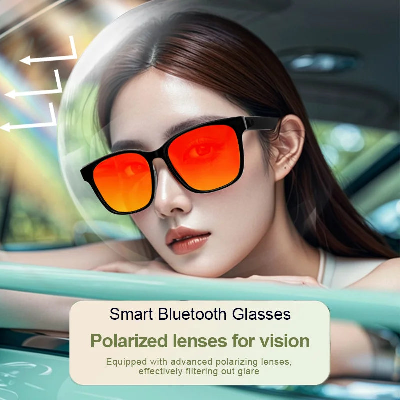 LIGE Fashion AI Smart Bluetooth Glasses Voice Assistant Bluetooth Call Playing Music Men Women Smart Sunglasses Camera Control