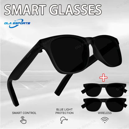 2025 New Men's Smart Glasses Women's Bluetooth Glasses Voice Call Control Music Voice Assistant UV Polarized Sunglasses Eyeglass