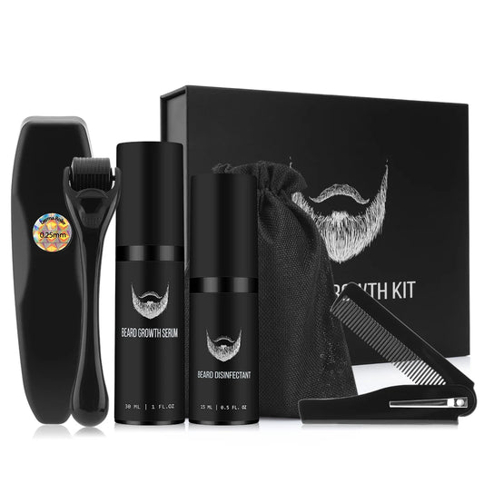 1Set Men Beard Grooming Kit Mustache Beard Hair Growth Oil Styling Tool Beard Essential Balm Comb Moisturize Wax Scissor