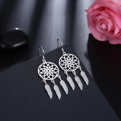 925 Sterling Silver Earrings For Woman Classic Designer Party Engagement Wedding Jewelry Dream Catcher Feathers Fine Jewelry