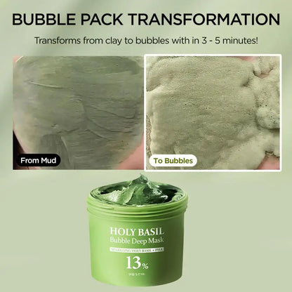 Holy Basil Bubble Deep Mask Korean Carbonic Acid Deep Cleansing Foaming Mud Mask Remove Blackheads And Shrink Pores Skin Care