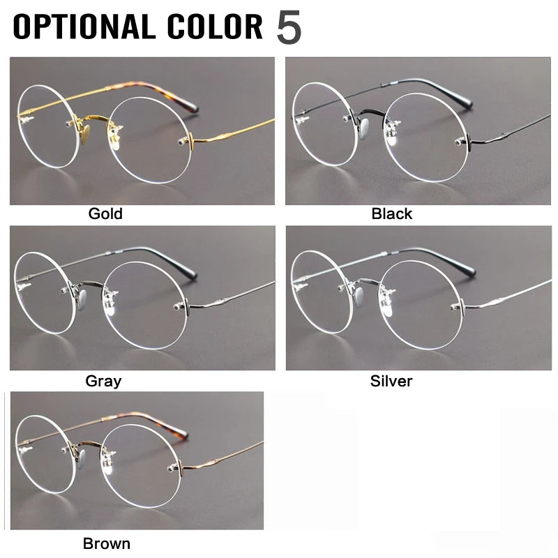 Aror Pure Titanium New Men Business Style Eyeglasses Customized Lenses Round Rimless Glasses Frame Man Optical Prescription 007