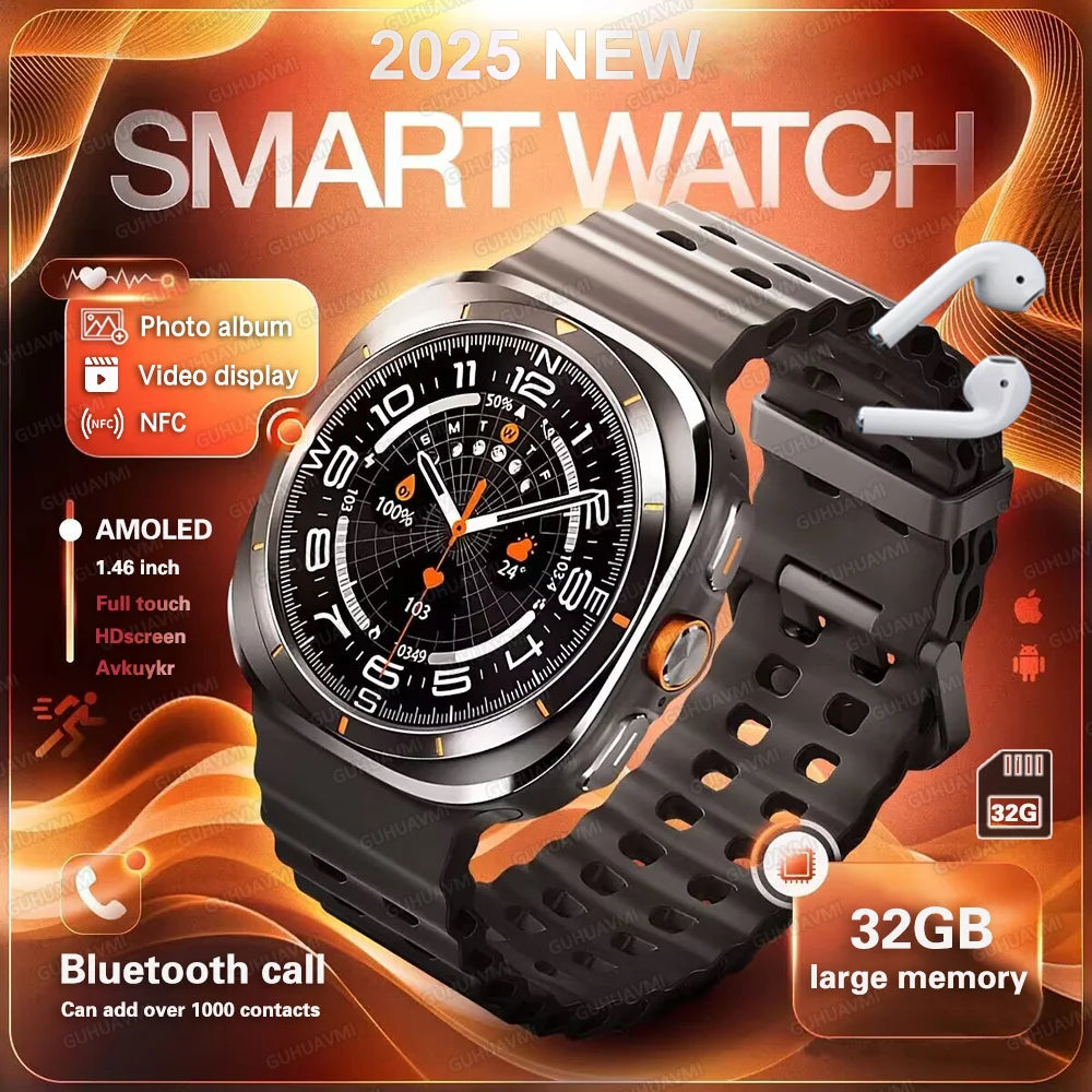 2025 Ultra 7 Smart Watch 32G Memory Video Play GPS NFC AMOLED Fitness Sport Waterproof Bluetooth call High-end Fashion Watches