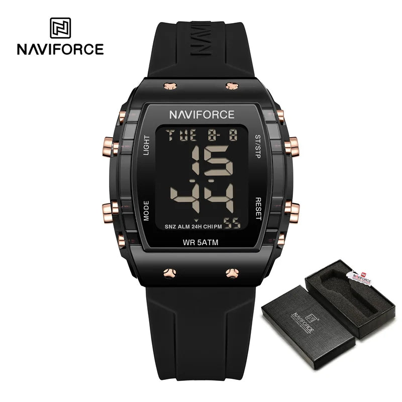 NAVIFORCE Watches for Woman LCD Digital Movement Female Clock Fashion 50m Waterproof Silicone Band Sport Electronic Wristwatches
