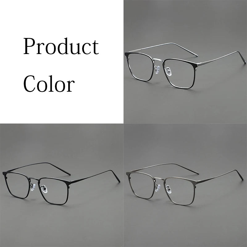UVLAIK Simple Glasses Frame Men Ultralight Metal Square Anti Blue Light Transparent Lens High Quality Eyeglasses