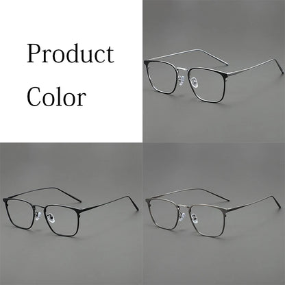 UVLAIK Simple Glasses Frame Men Ultralight Metal Square Anti Blue Light Transparent Lens High Quality Eyeglasses