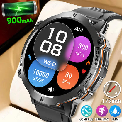 LIGE 2025 GPS Smart Watch Men Bluetooth Call 1ATM Waterproof Smartwatch Compass 1.73'' HD AMOLED 900mAh Fitness Sport Smartwatch