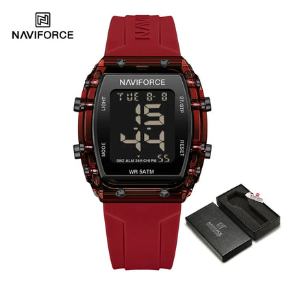 NAVIFORCE Watches for Woman LCD Digital Movement Female Clock Fashion 50m Waterproof Silicone Band Sport Electronic Wristwatches