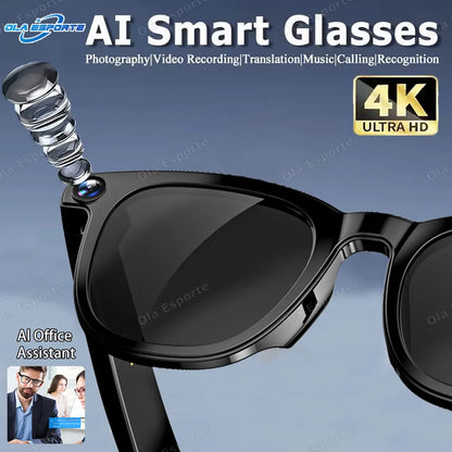 New Smart Glasses AI Translation Bluetooth Call 1080P HD Camera Music Headphones Outdoor Sports Fashion Sunglasses For Men Women