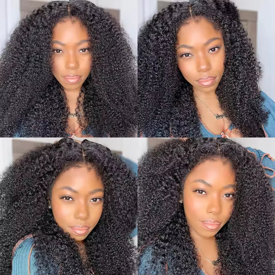 4C Edges Kinky Curly Wigs 13x6 HD Lace Frontal Wig Raw Human Hair Deep Wave 13x4 Lace Front Human Hair Wigs on Clearance Sale