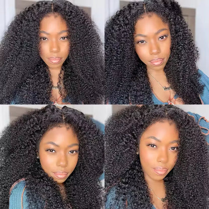 4C Edges Kinky Curly Wigs 13x6 HD Lace Frontal Wig Raw Human Hair Deep Wave 13x4 Lace Front Human Hair Wigs on Clearance Sale