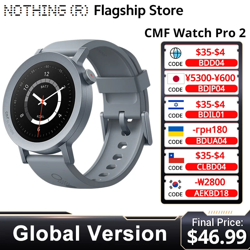 CMF by Nothing Watch Pro 2 Global Version BLUETOOTH CALLS 1.32'' AMOLED 60 FPS Display 11 Days Battery life SpO₂ Monitors GPS