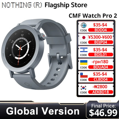 CMF by Nothing Watch Pro 2 Global Version BLUETOOTH CALLS 1.32'' AMOLED 60 FPS Display 11 Days Battery life SpO₂ Monitors GPS