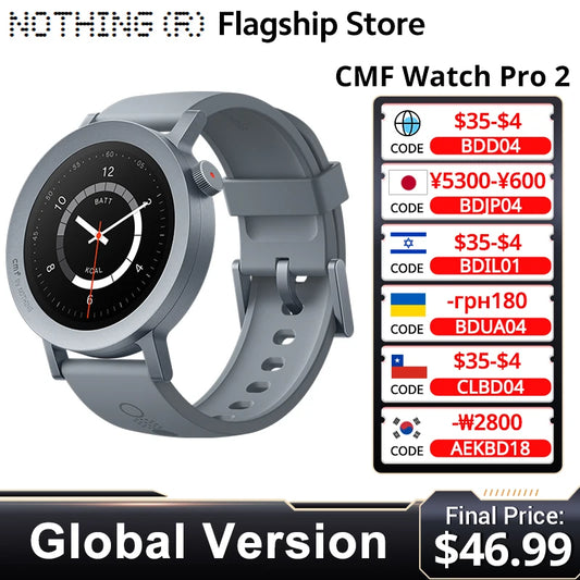 CMF by Nothing Watch Pro 2 Global Version BLUETOOTH CALLS 1.32'' AMOLED 60 FPS Display 11 Days Battery life SpO₂ Monitors GPS