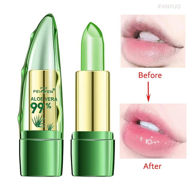 Aloe Vera Lipstick Batom Natural Temperature Change Color Jelly Lip stick Long Lasting Moistourizing Nutritious Lip Balm Makeup