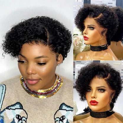 Short Bob Wig Pixie Cut Wig Curly Human Hair Wigs For Women 13x6x1 Lace Front Brazilian Deep Wave Lace Wig Preplucked Hairline