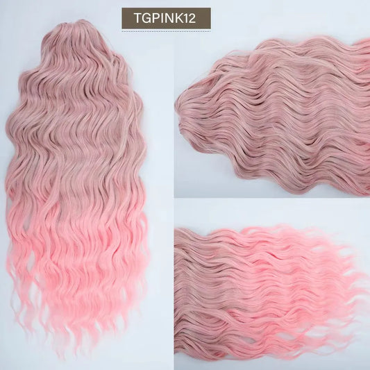 Anna 300grams 3Pcs 24Inches Body Wave Crochet Braids Pink Ombre Rainbow Purple Hair Extensions Colored Blond Sliver White Braids