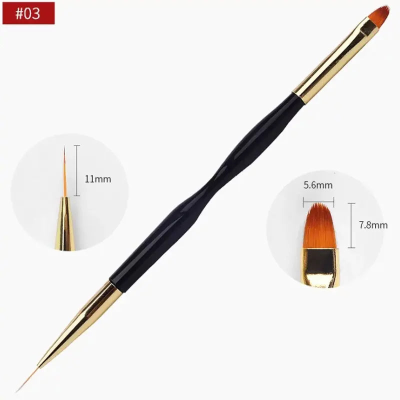 French Stripe Nail Art Liner Brush Set Dual End Painting Brushes UV Gel Tips Ultra-thin Line Drawing Pen Nail Art Tools
