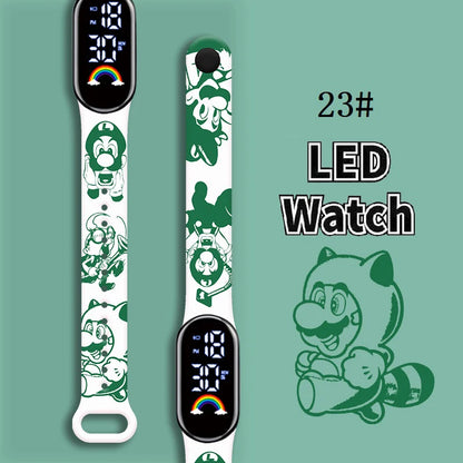 Mario Bros Children's Watches Action Figures Luigi Princess Peach Yoshi Bowser kids Sport Wristband Waterproof Digital Watch