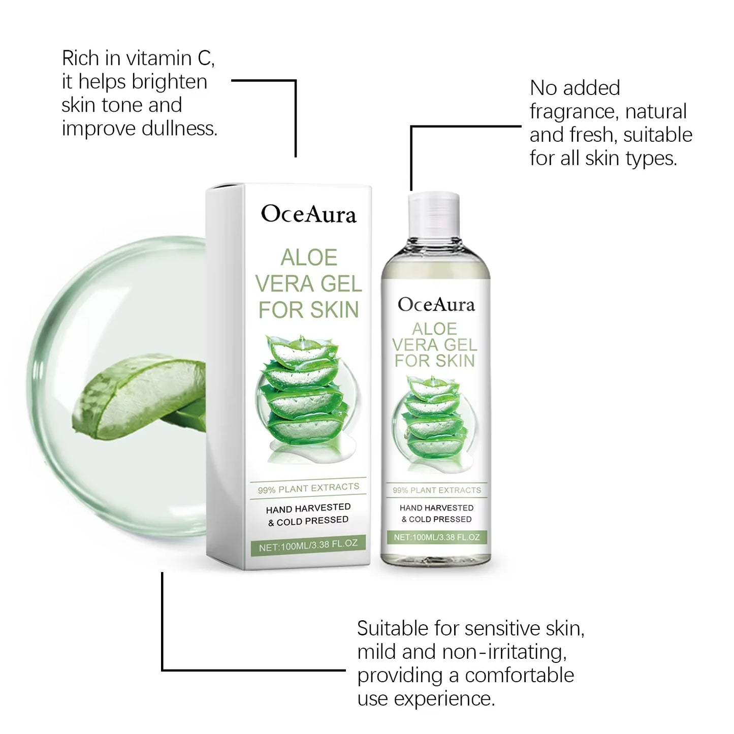 Aloe Vera Gel Pore Shrinking Oil Control Ance Remover Moisturizing Brighten Anti-Aging Facial Essence Beauty Skin Care Products