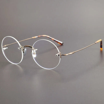 Aror Pure Titanium New Men Business Style Eyeglasses Customized Lenses Round Rimless Glasses Frame Man Optical Prescription 007