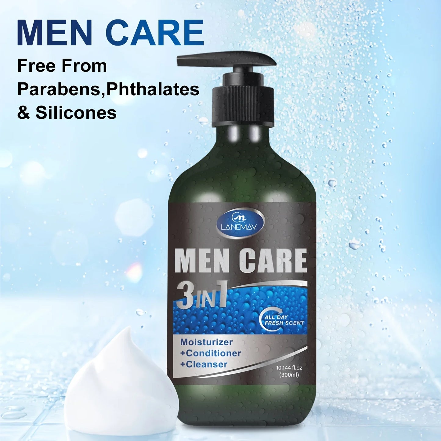 Men 3-in-1 Body, Hair and Face Wash, Rebuild Light Beige in the Shower with Plant-Based Cleansers and Moisturizers