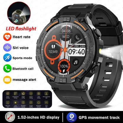 For Huawei Xiaomi Sport Smart Watch Men 360*360 HD Screen Flashlight Health Monitoring Waterproof Heart Rate BT Call Smartwatch