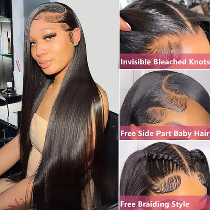 Wear And Go Glueless HD Transparent Wigs Human Hair Lace Frontal Brazilian Straight Ready To Wear 13X4 Lace Frontal Wig 32Inch