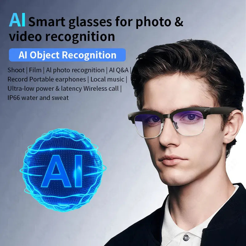 LIGE Languages Translation AI Smart Glasses 2025 8MP Camera Video Recording Sunglasses Bluetooth Call Music Play Men Women