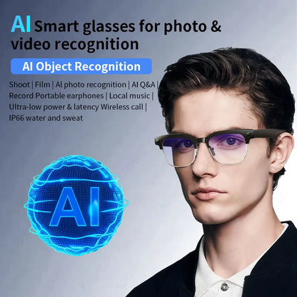 LIGE Languages Translation AI Smart Glasses 2025 8MP Camera Video Recording Sunglasses Bluetooth Call Music Play Men Women