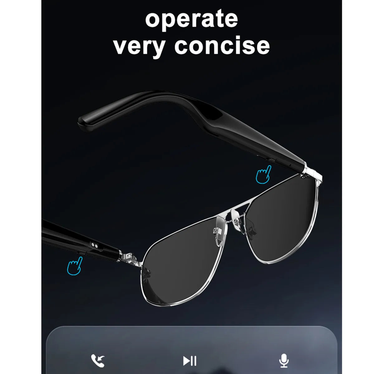 AI Smart Glasses Double Frame Translate Language Receive Call Voice Assistant Listen Music Remote Camera Noise Cancel Sunglasses