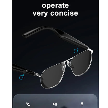 AI Smart Glasses Double Frame Translate Language Receive Call Voice Assistant Listen Music Remote Camera Noise Cancel Sunglasses