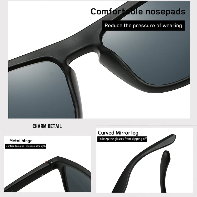 Classic Men's Sunglasses Vintage Square Male Sun Glasses Women Fashion Black Outdoor Sports Shades UV400V