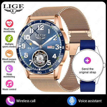 LIGE New 1.38" HD Smart Watch Men Bluetooth Call Men Women Watches Health Monitoring Sports Pedometer IP68 Waterproof Smartwatch