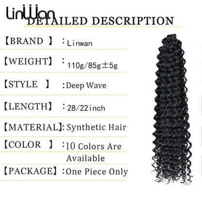 Long Deep Wave Braiding Hair 28 Inch Ocean Wave Crochet Hair Synthetic Deep Curly Crochet Hair Extensions For Black Women