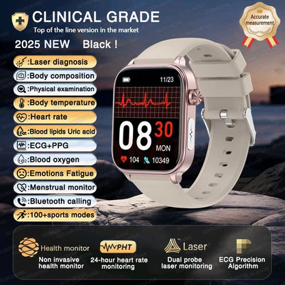 2025 New ECG+PPG+HRV Smart Watch Men Blood Lipid Uric Acid Health Monitor Bluetooth Call Sleep Physical Health Smartwatch Women