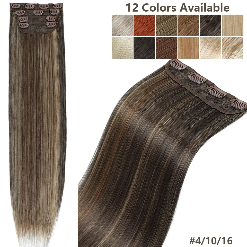 26 Inches Clips IN Straight Brown 12# Colored Ombre Blond P27/30/613 Hair Extensions 4Pcs/pack Silky Straight High Temperature