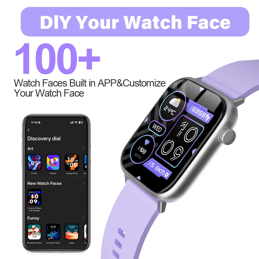 LAXASFIT New Smart Watch Bluetooth Talk Man Woman Smartwatch 100+ Sports Functions Fitness Bracelet Customized Dial Smart Watch