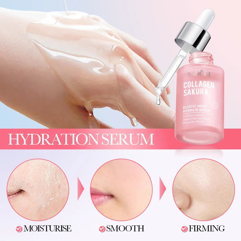 30ml Sakura Collagen Face Serum Moisturizing Nourishsing Brighten White Lift Firming Smoothing Facial Beauty Skin Care Products