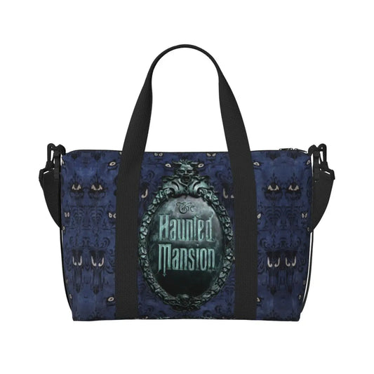 Custom Haunted Mansion Logo Groceries Shopping Tote Bags Women Large Capacity Halloween Grimace Ghosts Gym Beach Travel Bags