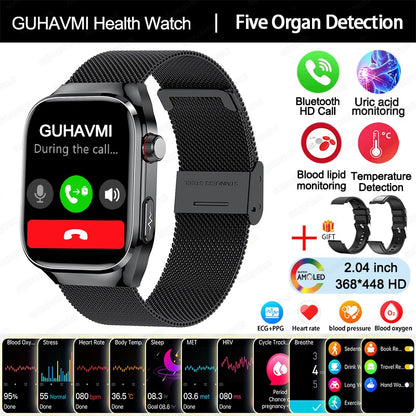 New Micro Physical Examination Five Organ Health Smartwatch Blood Pressure Uric Acid Body Fat Watches Bluetooth Call Smart Watch