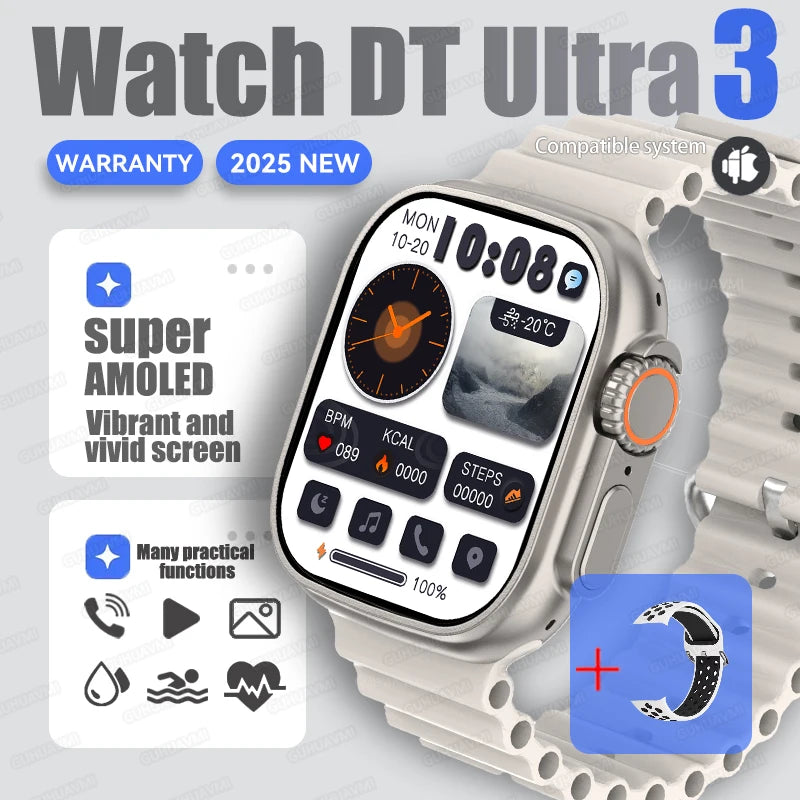 2025 New Original Watch DT Ultra 3 Pro Smart Watch Men Google Map NFC GPS Tracker HD BT Call IP68 Waterproof Smart Watches Women