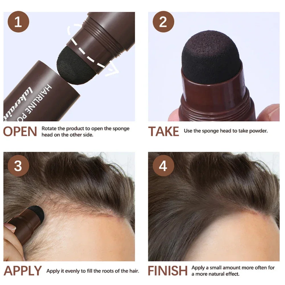 Waterproof Hairline & Root Concealer Pen Instant Grey Coverage Easy Blend Powder Stick for Normal Hair Hairline Enhance