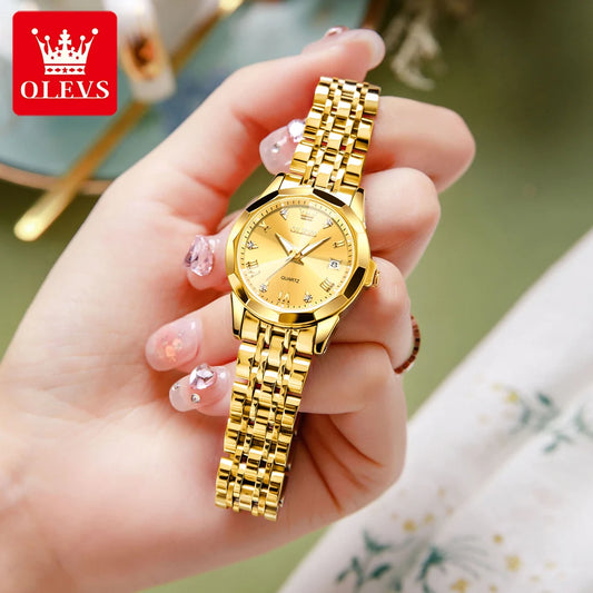 OLEVS Watch 9931X Ladies Perfume Watch Original Elegant Quartz Watch Waterproof Luminous Stainless Steel Date Set Watch Bracelet