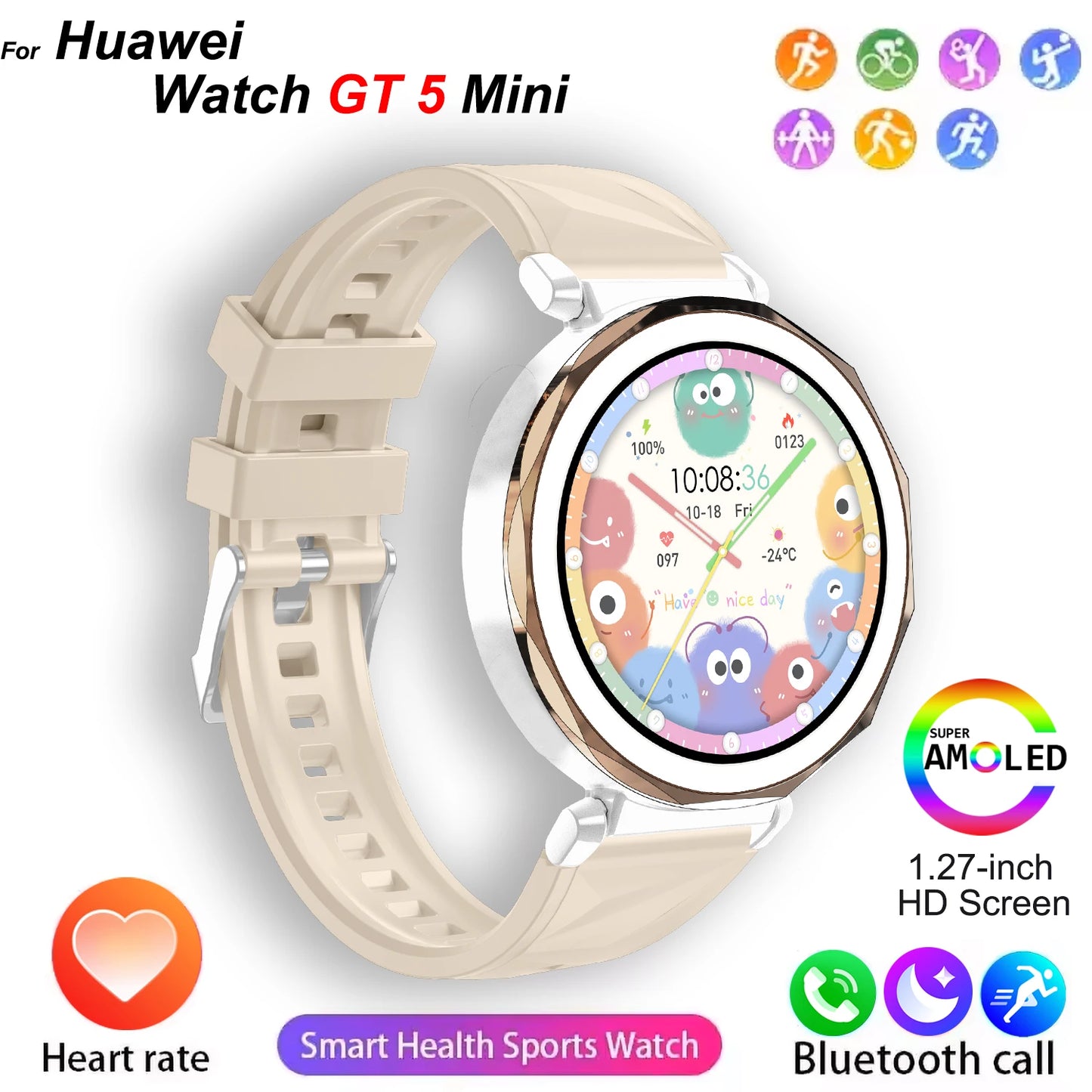 2025 New Original For Huawei Watch GT5 Mini Smart Watch Men Body Temperature Bluetooth Call NFC GPS Sport Women Watch For Huawei
