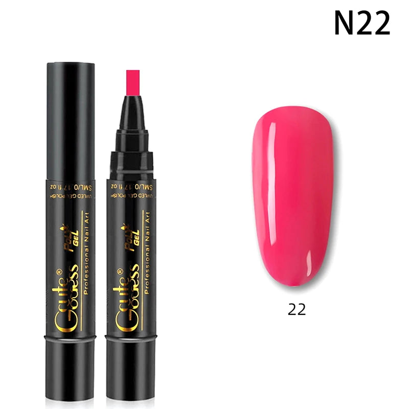 1 Pcs Pure Color Gel Nail Polish Pen For Nails Art Gel Semi Permanent Base Top Coat UV Gel Varnish Hybrid Neon Nail Polish