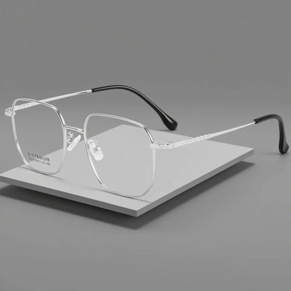 UVLAIK Ultra Light Square Glasses Frame Retro Anti-Blue Light Eyewear Pure Titanium Frame Eyeglass Fashion Solid Color Spectacle
