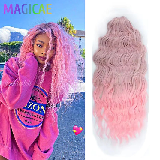 Anna 24Inches 300grams Water Deep Wave Crochet Braiding Ombre 613 Gray White Blond Synthetic Hair Extensions Body Wavy Braids