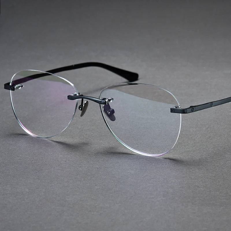 Pilot Rimless Glasses Men Optical Frame Pure Titanium Myopia Hyperopia Progressive Prescription Lens Eyeglasses Anti-Reflection